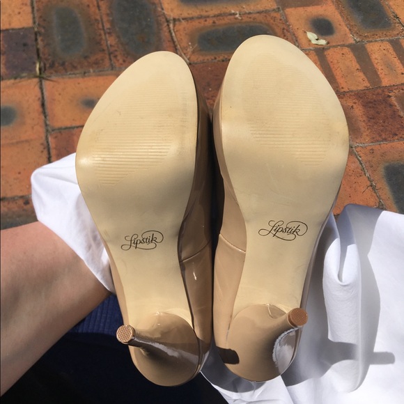 Lipstik Patent Tan Blush Platform Pump Heels Size 10 - Picture 10 of 11